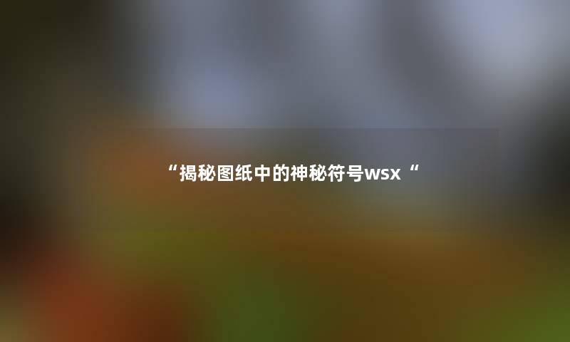 揭秘图纸中的神秘符号wsx