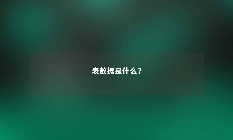 表数据是什么？