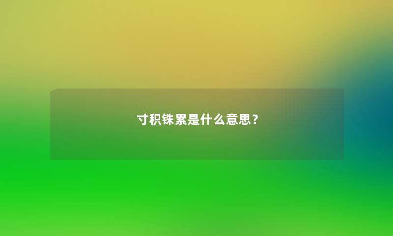 寸积铢累是什么意思? 寸积铢累是什么意思?