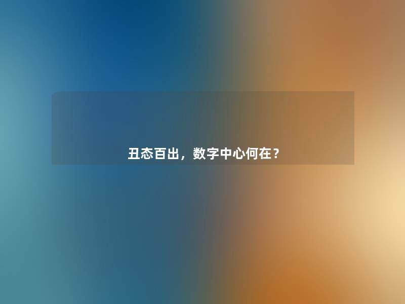 丑态百出,数字中心何在? 丑态百出,数字中心何在?