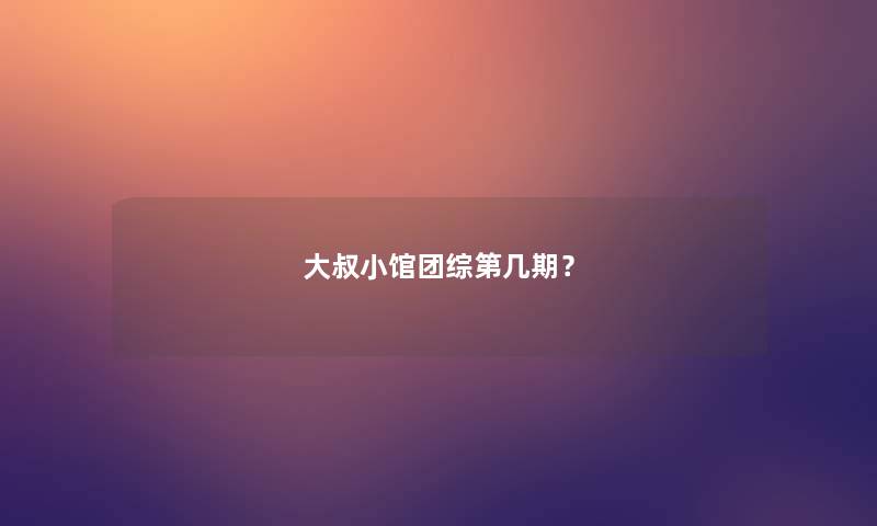 大叔小馆团综第几期？