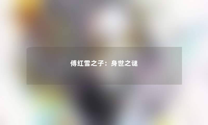 傅红雪之子：身世之谜