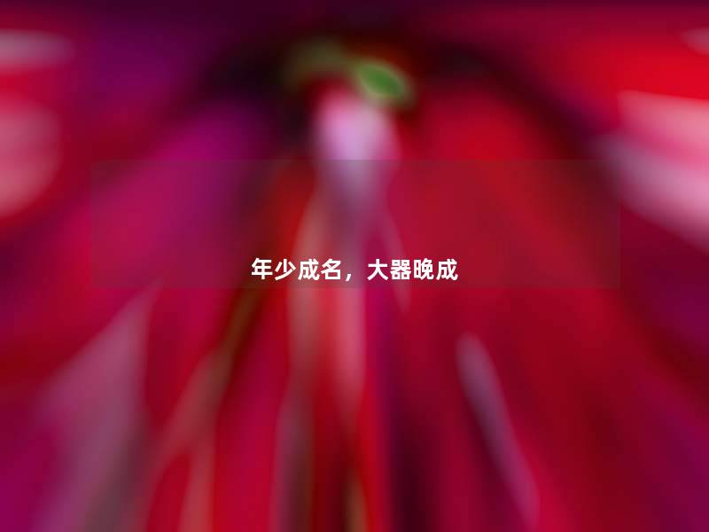 年少成名，大器晚成