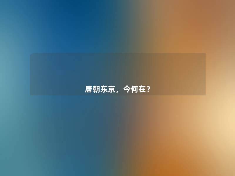 唐朝东京，今何在？