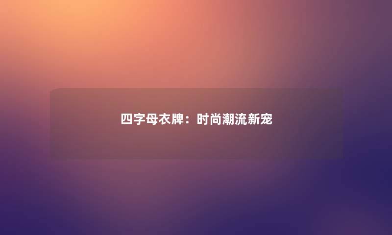 四字母衣牌：时尚潮流新宠