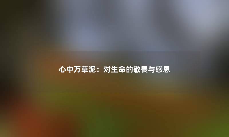 心中万草泥：对生命的敬畏与感恩