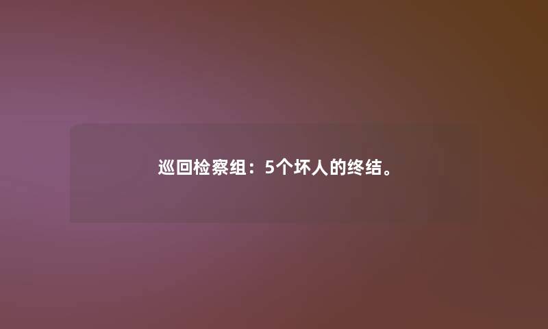 巡回检察组:5个坏人的终结。 巡回检察组:5个坏人的终结。