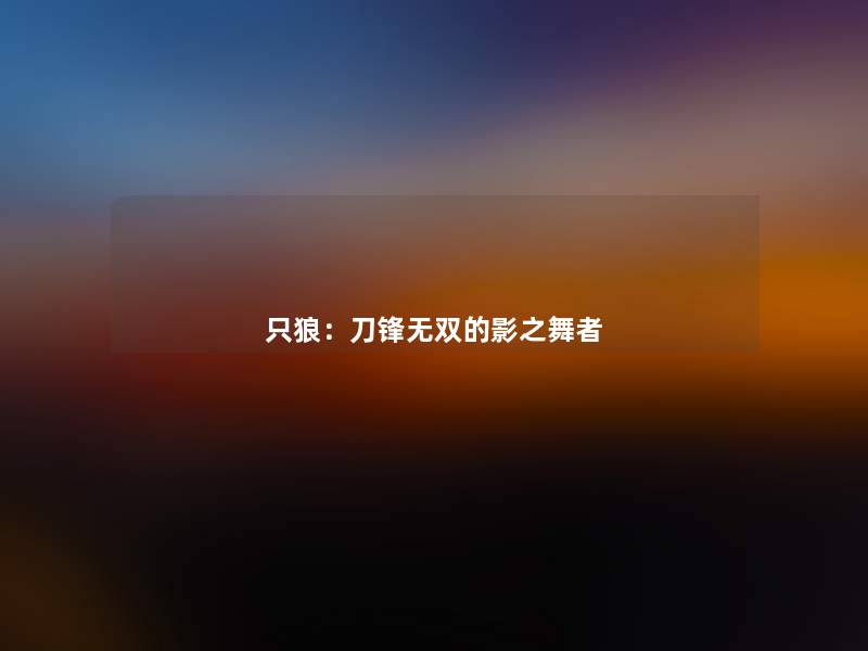 只狼：刀锋无双的影之舞者