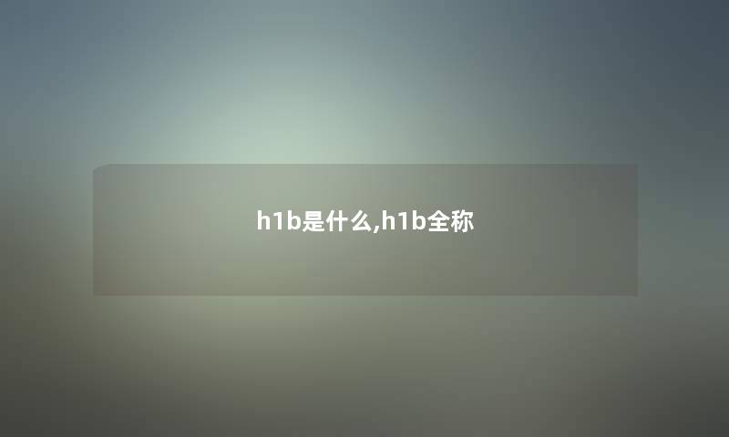 h1b是什么,h1b全称 h1b是什么,h1b全称