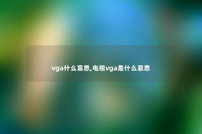vga什么意思,电视vga是什么意思
