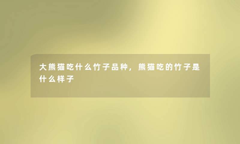 大熊猫吃什么竹子品种,熊猫吃的竹子是什么样子