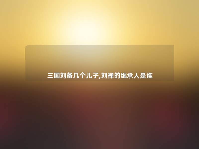 三国刘备几个儿子,刘禅的继承人是谁 三国刘备几个儿子,刘禅的继承人是谁