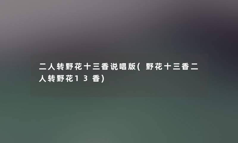 二人转野花十三香说唱版(野花十三香二人转野花13香)