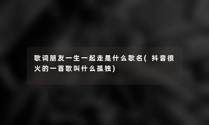 歌词朋友一生一起走是什么歌名(抖音很火的一首歌叫什么孤独)