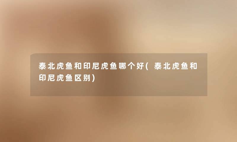 泰北虎鱼和印尼虎鱼哪个好(泰北虎鱼和印尼虎鱼区别)