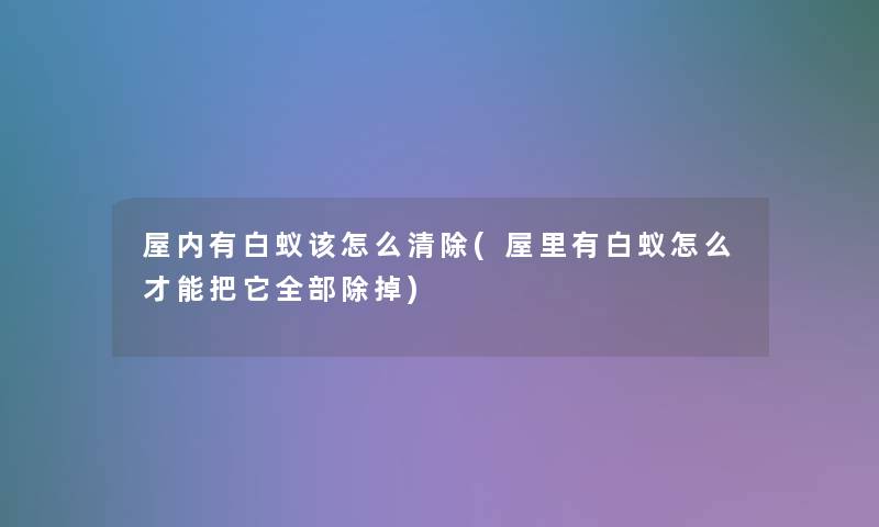 屋内有白蚁该怎么清除(屋里有白蚁怎么才能把它整理的除掉)