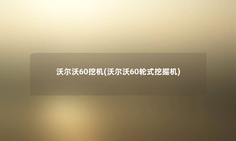 沃尔沃60挖机(沃尔沃60轮式挖掘机) 沃尔沃60挖机(沃尔沃60轮式挖掘机)