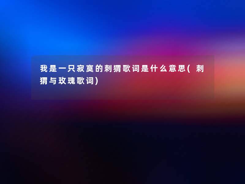 我是一只寂寞的刺猬歌词是什么意思(刺猬与玫瑰歌词)