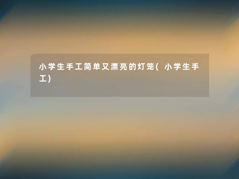 小学生手工简单又漂亮的灯笼(小学生手工)