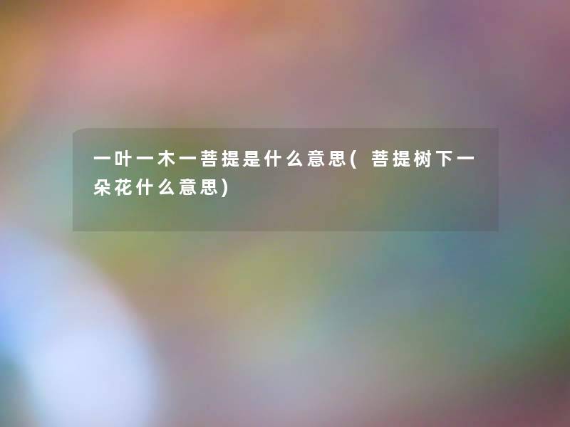 一叶一木一菩提是什么意思(菩提树下一朵花什么意思) 一叶一木一菩提是什么意思(菩提树下一朵花什么意思)