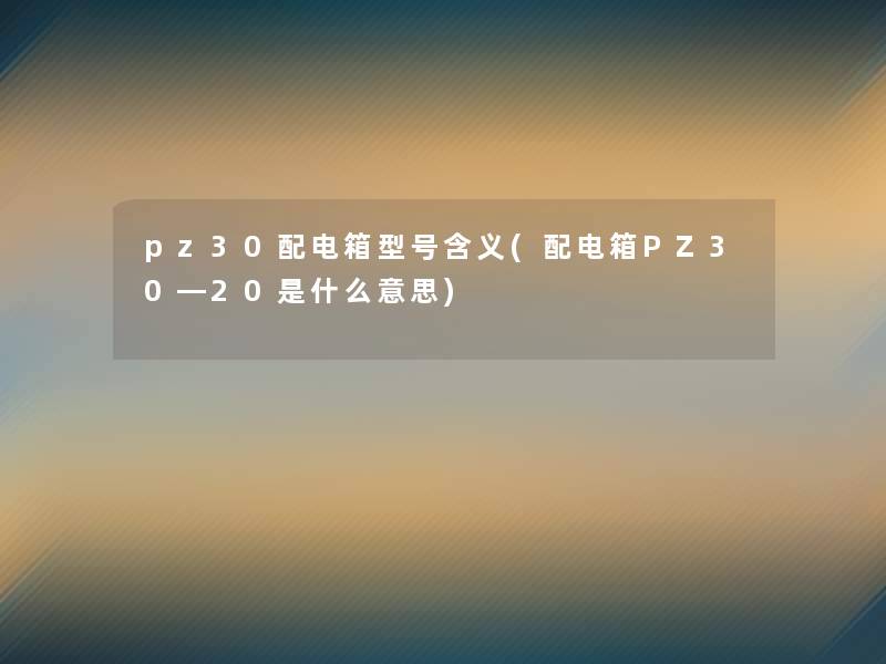 pz30配电箱型号含义(配电箱PZ30―20是什么意思)