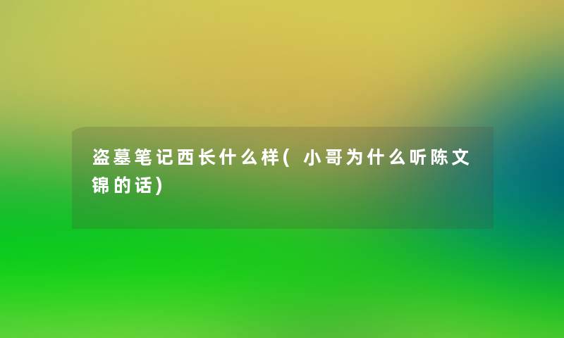 盗墓笔记西长什么样(小哥为什么听陈文锦的话) 盗墓笔记西长什么样(小哥为什么听陈文锦的话)