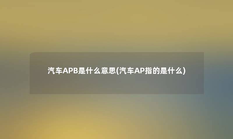 汽车APB是什么意思(汽车AP指的是什么) 汽车APB是什么意思(汽车AP指的是什么)