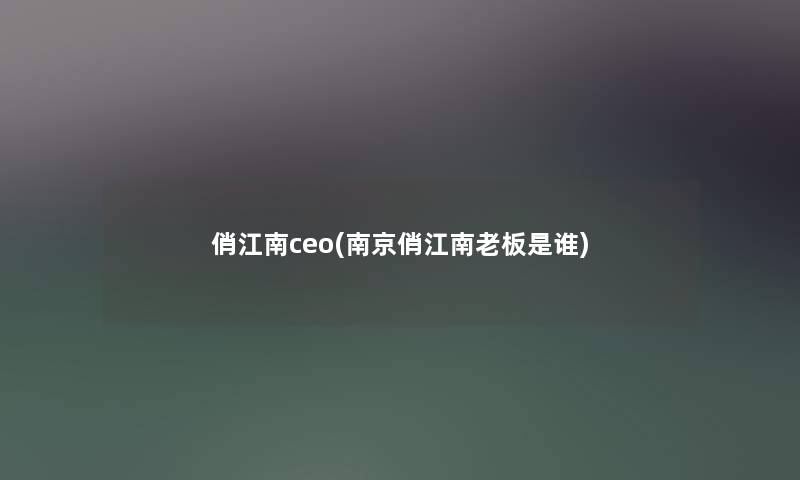 俏江南ceo(南京俏江南老板是谁)