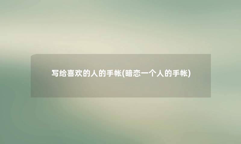 写给喜欢的人的手帐(暗恋一个人的手帐) 写给喜欢的人的手帐(暗恋一个人的手帐)