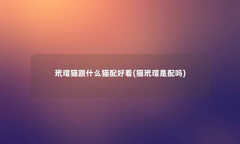 玳瑁猫跟什么猫配好看(猫玳瑁是配吗) 玳瑁猫跟什么猫配好看(猫玳瑁是配吗)