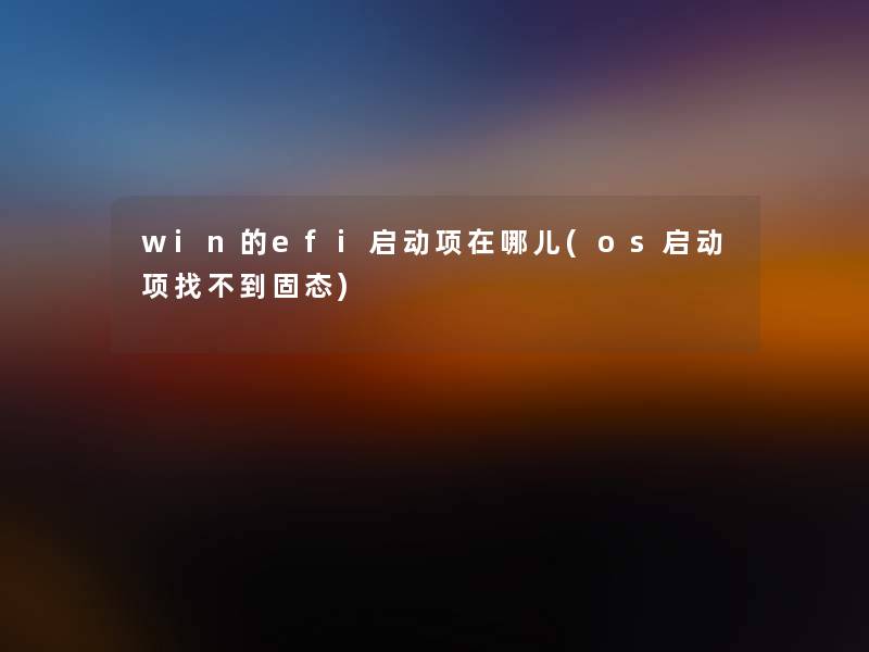 win的efi启动项在哪儿(os启动项找不到固态) win的efi启动项在哪儿(os启动项找不到固态)