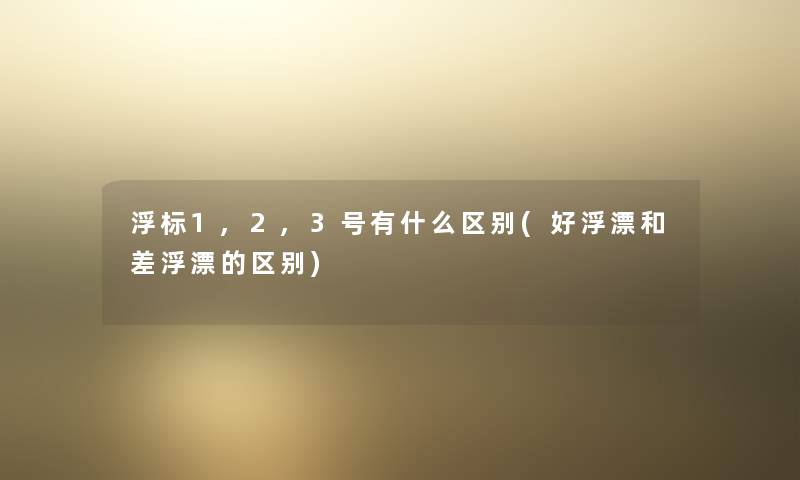 浮标1,2,3号有什么区别(好浮漂和差浮漂的区别)