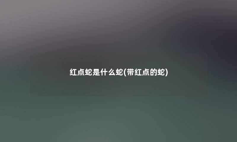 红点蛇是什么蛇(带红点的蛇) 红点蛇是什么蛇(带红点的蛇)