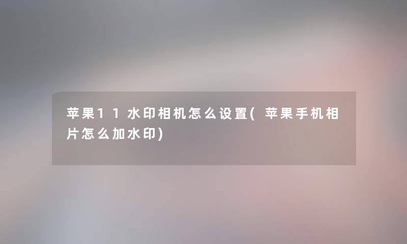 苹果11水印相机怎么设置(苹果手机相片怎么加水印)
