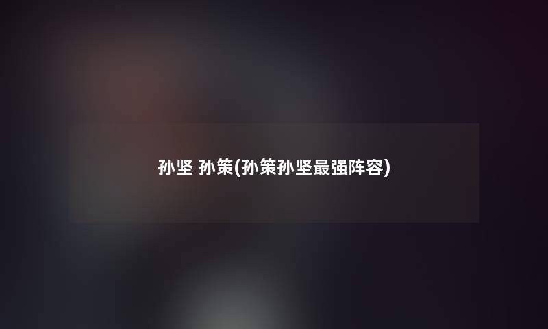 孙坚 孙策(孙策孙坚强阵容) 孙坚 孙策(孙策孙坚强阵容)