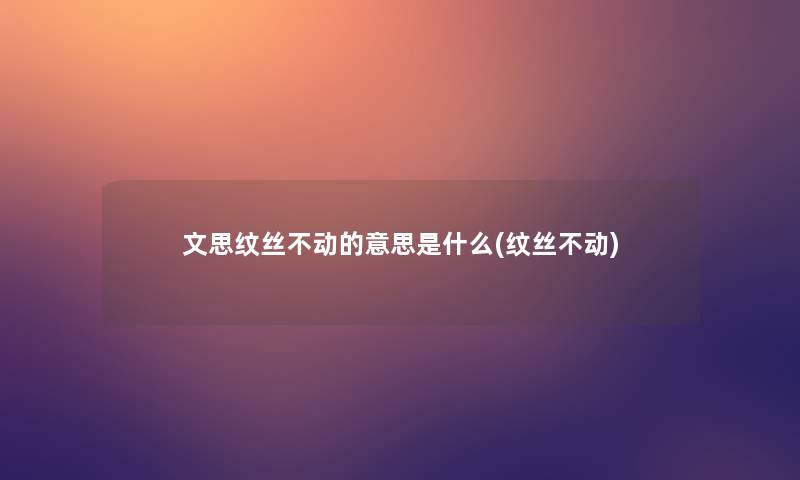 文思纹丝不动的意思是什么(纹丝不动)