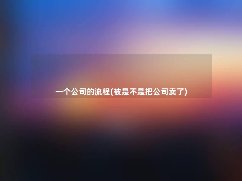 一个公司的流程(被是不是把公司卖了) 一个公司的流程(被是不是把公司卖了)