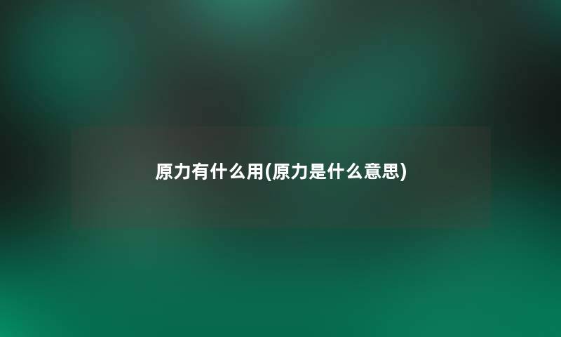 原力有什么用(原力是什么意思)