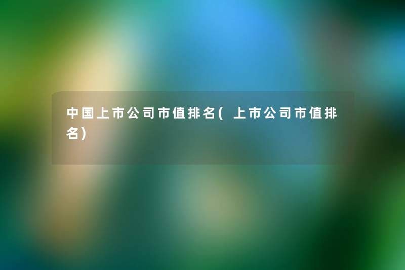 中国上市公司市值推荐(上市公司市值推荐) 中国上市公司市值推荐(上市公司市值推荐)