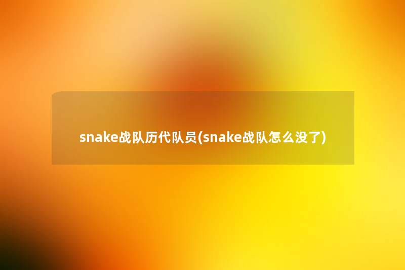 snake战队历代队员(snake战队怎么没了)