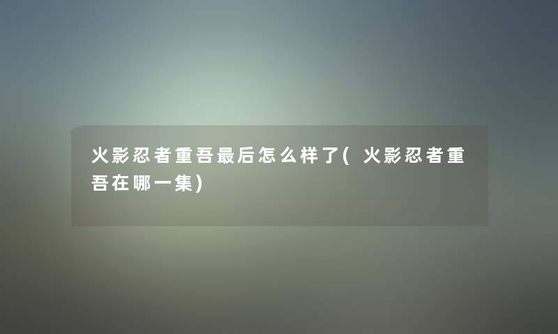 火影忍者重吾这里要说怎么样了(火影忍者重吾在哪一集) 火影忍者重吾这里要说怎么样了(火影忍者重吾在哪一集)
