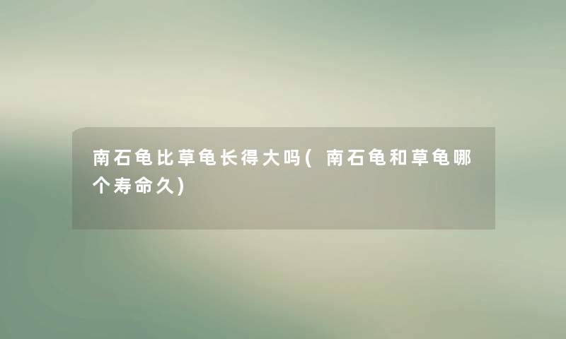 南石龟比草龟长得大吗(南石龟和草龟哪个寿命久) 南石龟比草龟长得大吗(南石龟和草龟哪个寿命久)