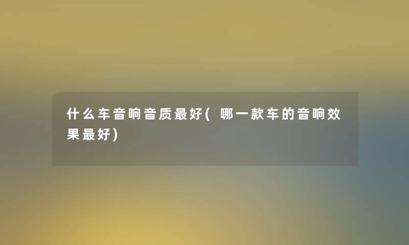 什么车音响音质好(哪一款车的音响效果好)