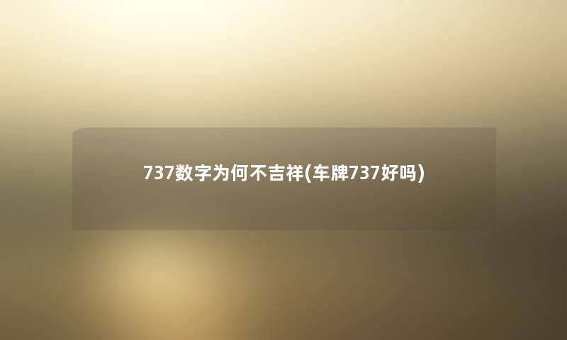 737数字为何不吉祥(车牌737好吗)