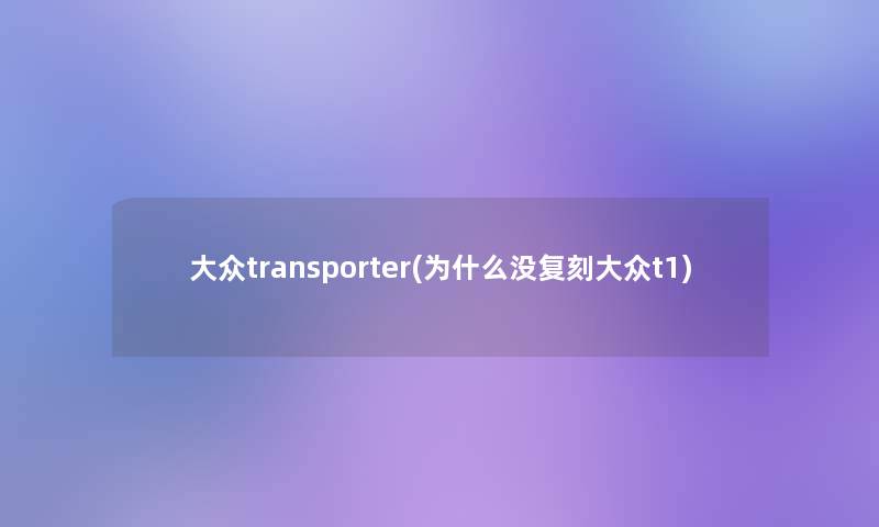 大众transporter(为什么没复刻大众t1) 大众transporter(为什么没复刻大众t1)