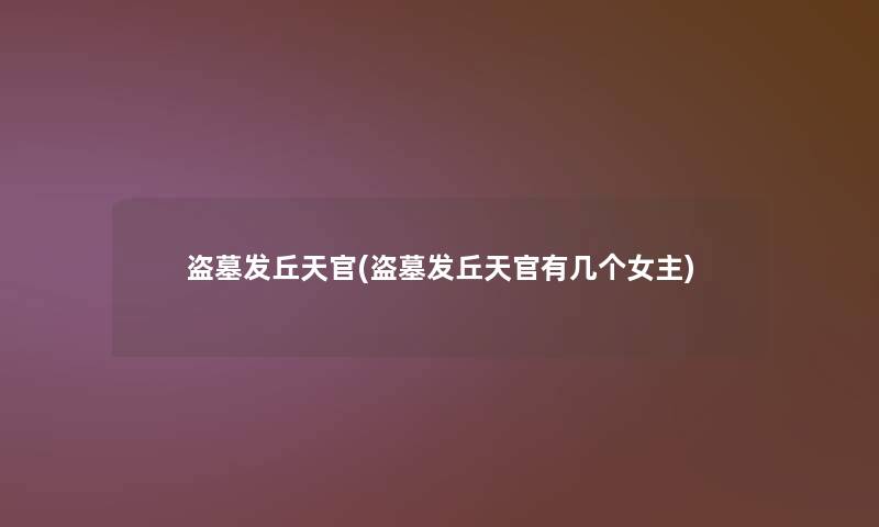 盗墓发丘天官(盗墓发丘天官有几个女主)