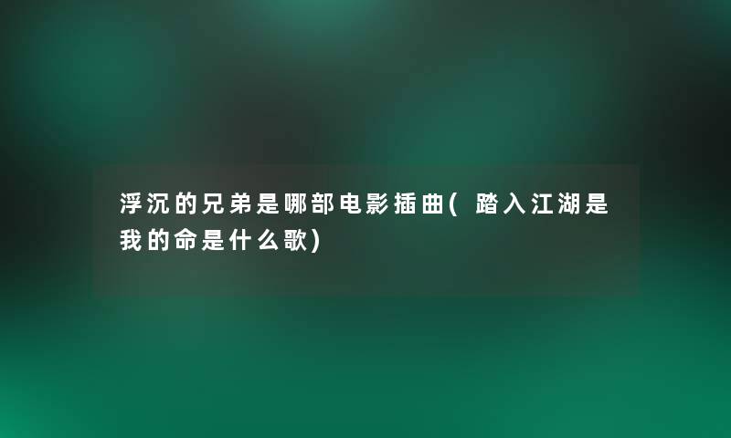 浮沉的兄弟是哪部电影插曲(踏入江湖是我的命是什么歌) 浮沉的兄弟是哪部电影插曲(踏入江湖是我的命是什么歌)