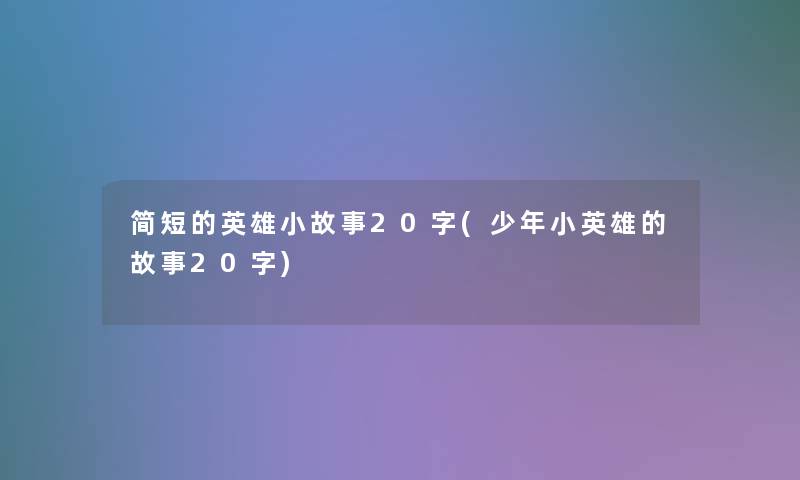 简短的英雄小故事20字(少年小英雄的故事20字)