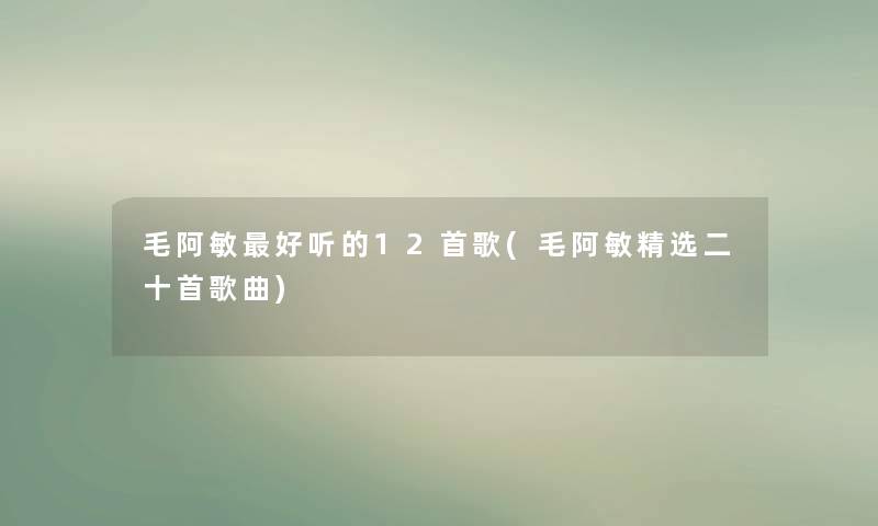 毛阿敏好听的12首歌(毛阿敏精选二十首歌曲)