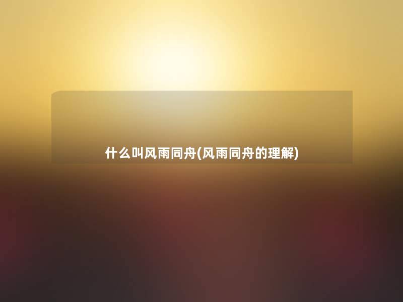 什么叫风雨同舟(风雨同舟的理解)